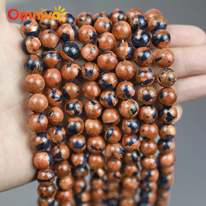 Natural Stone Gold and blue mixed sand Beads For Jewelry Making DIY Women's earrings keychain Accessories 15