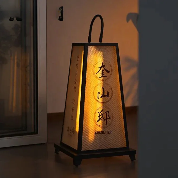 

Vintage Japanese-Style Four-Sided Acrylic Floor Standing Rechargeable Advertisement Light Box for Coffee Bars Pubs