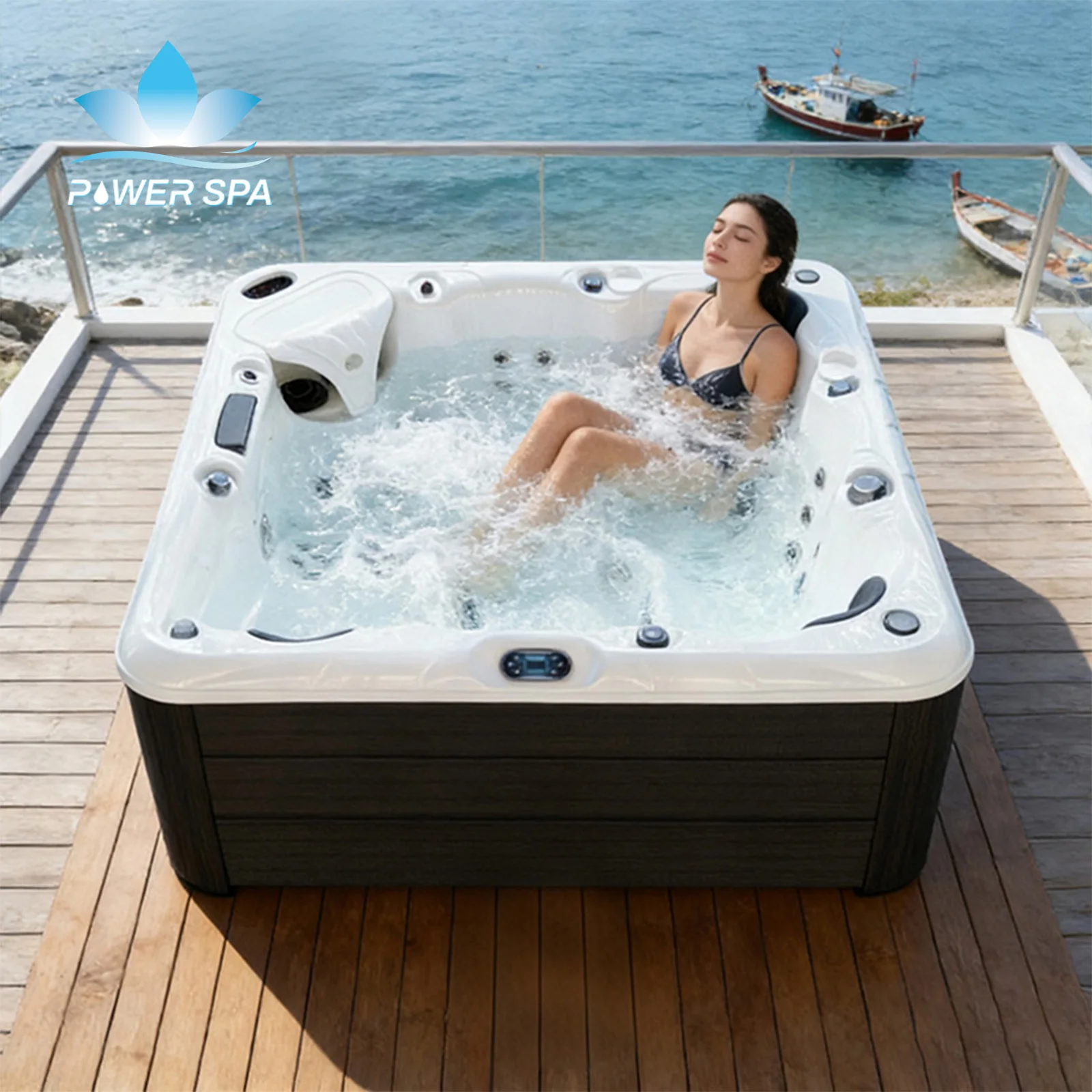 For4-5 Person with LED Lights Backyard Comfortable High Grade Acrylic Portable Jacuzzier Hot Tub Outdoor Hot Tub