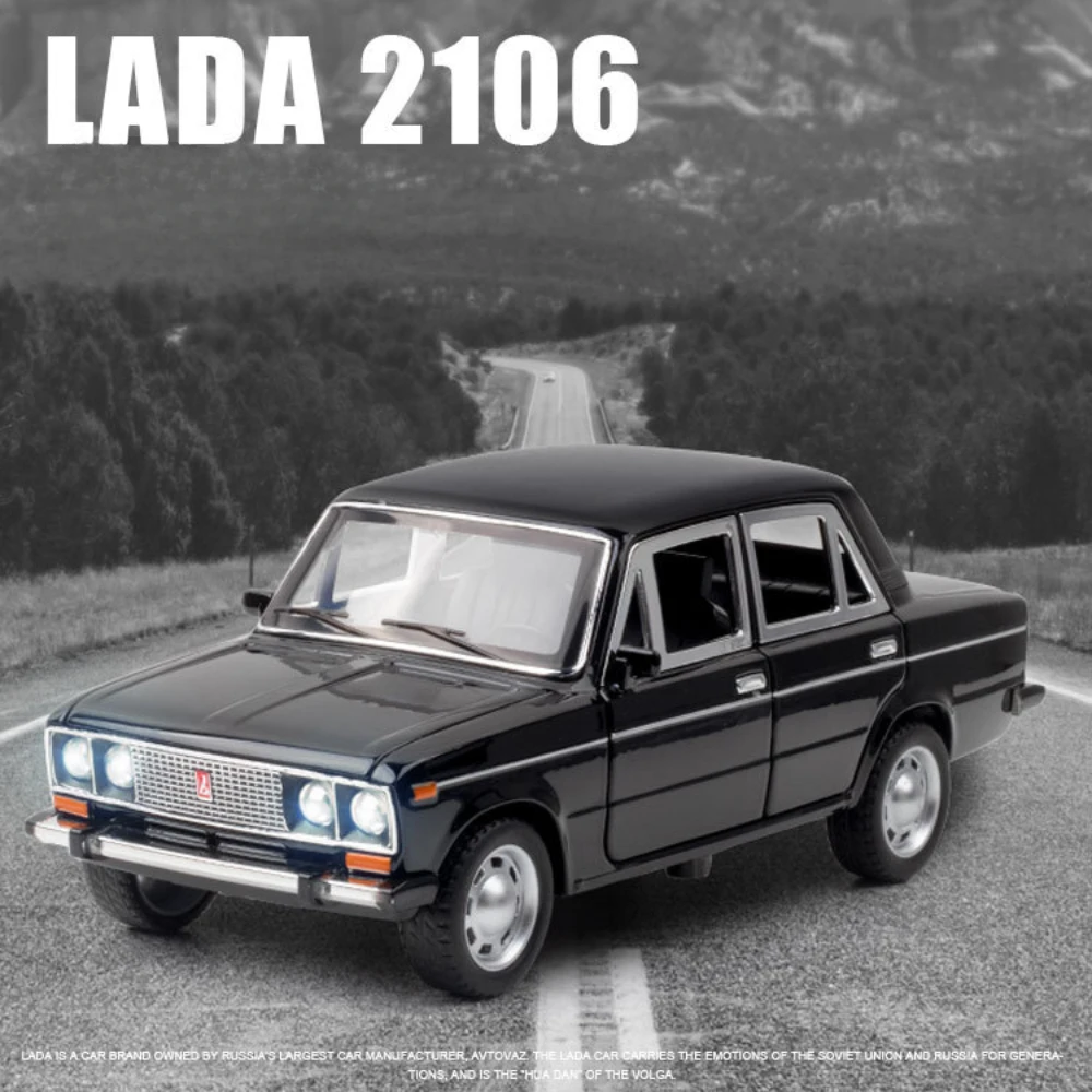 1:24 LADA 2106 Alloy Car Model Sound And Light Effect Diecast Vehicles Car Toys For Boys Birthday Gift Kids Toys Car Collection