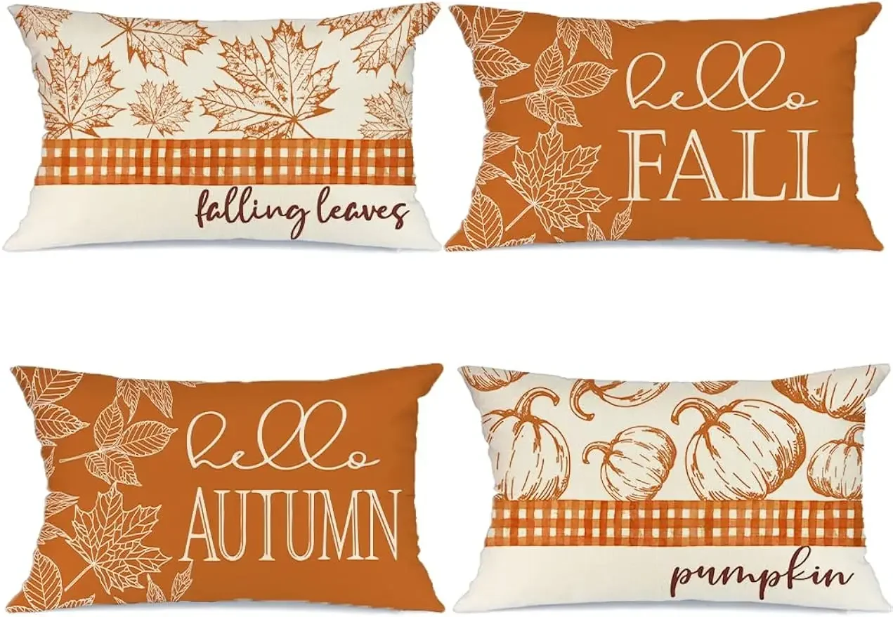 

Fall pillowcase decoration pumpkin maple leaf pillow decoration throw pillow Thanksgiving decoration cushion cover40X60cm