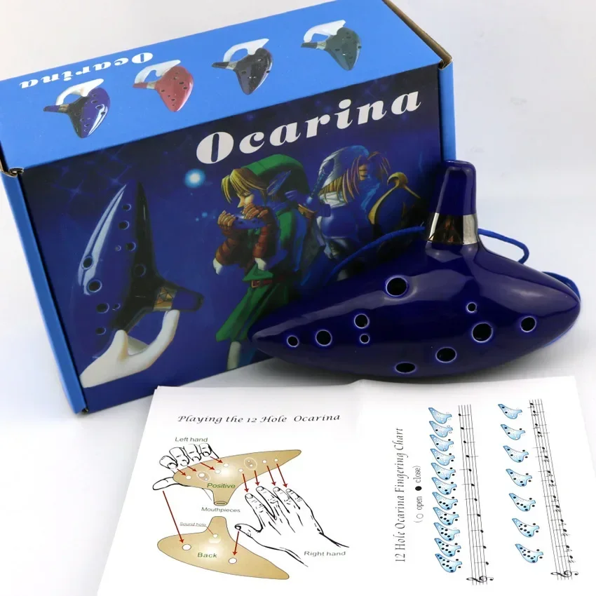 Heiß ﻿ Ocarina Ceramic Legend Of 12 Tones Alto C Keramik-Ocarina Musikinstrument mit Liederbuch, Halsschnur und Halskordel – Detail 16