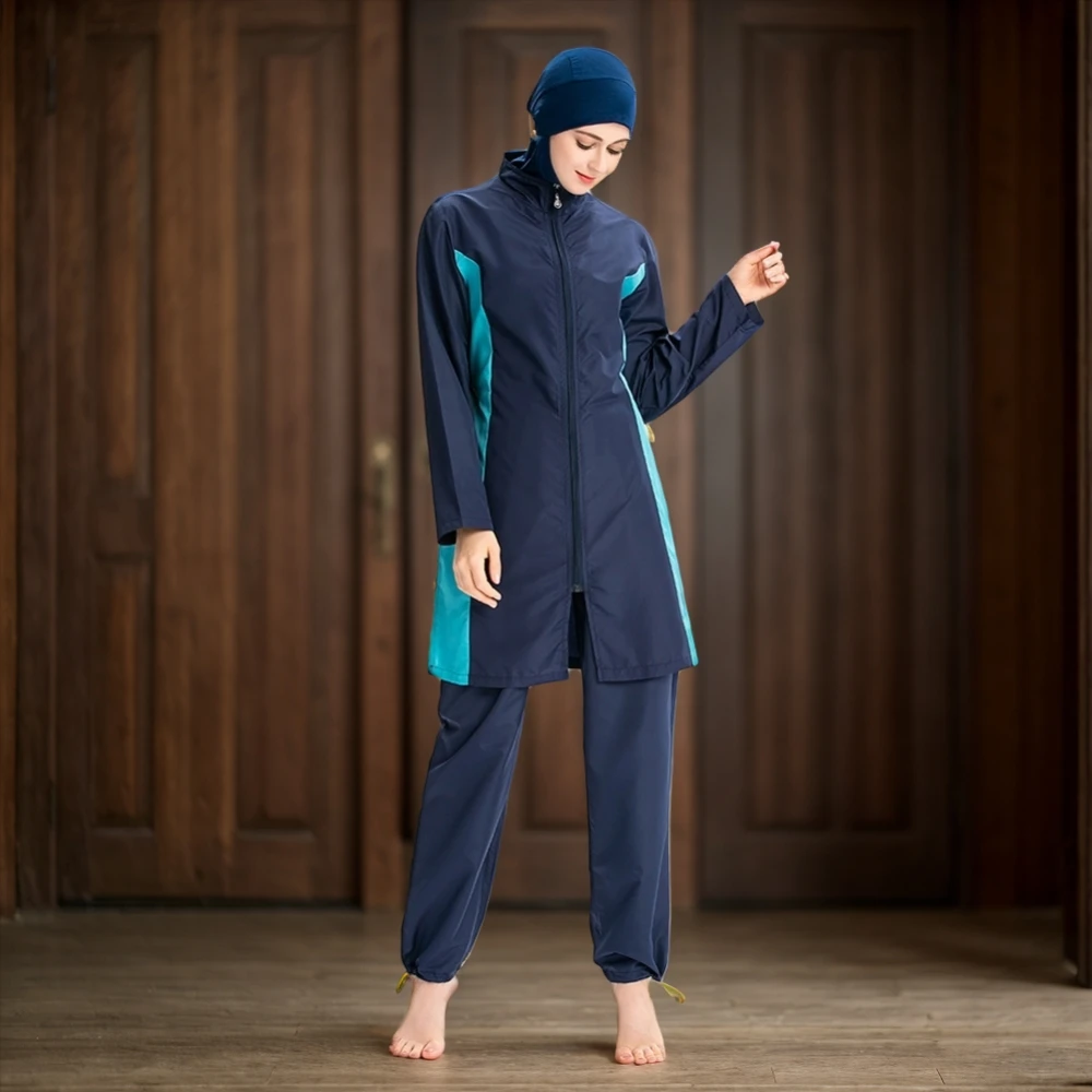Muslim Women Hijab Swimsuit Hooded Swimwear Islmaic Full Cover Burkini Arab Modest Beachwear Bathing Suit Surf Swim Wear