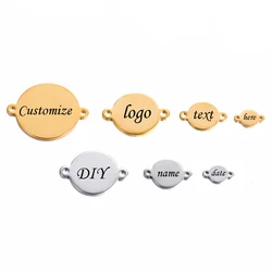 20pcs/lot Stainless Steel Customize logo Tags Charms Connectors for DIY Jewelry Making Personalized name logo free engraving