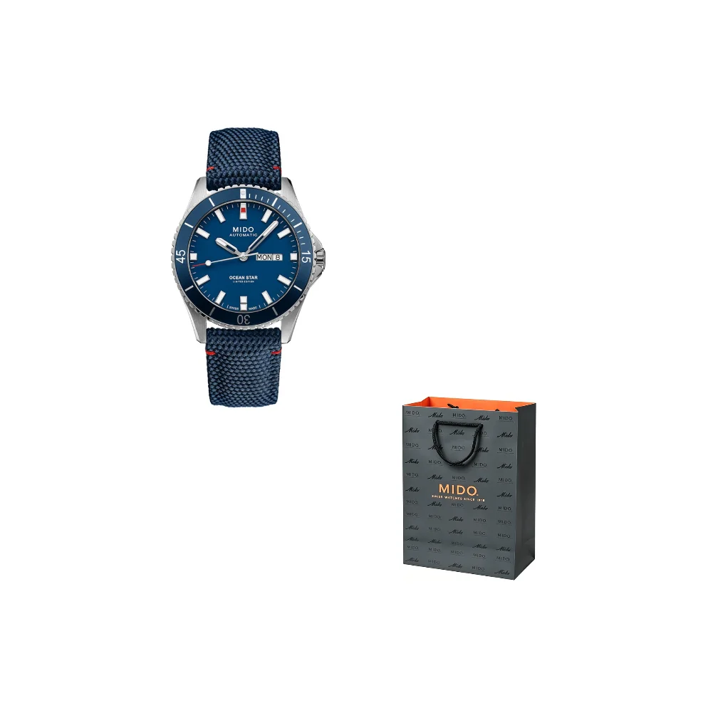 MIDO Leader Submariner Automatic Mechanical Movement Men's Watches Watch Blue Dial Fabric Strap M026.430.17.041.01