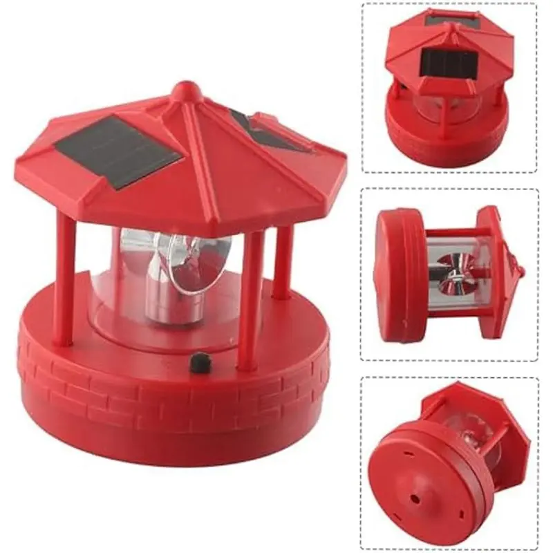 ABLU-2X LED Solar Powered Lighthouse,360 Degree Rotating Lamp LED Solar Lighthouse Landscape Path Lights A
