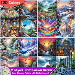 Mountain 120 Colors Diamond Painting Print Canvas Border Sticker Legend Landscape House Full Drill Mosaic Wall For Home Gift