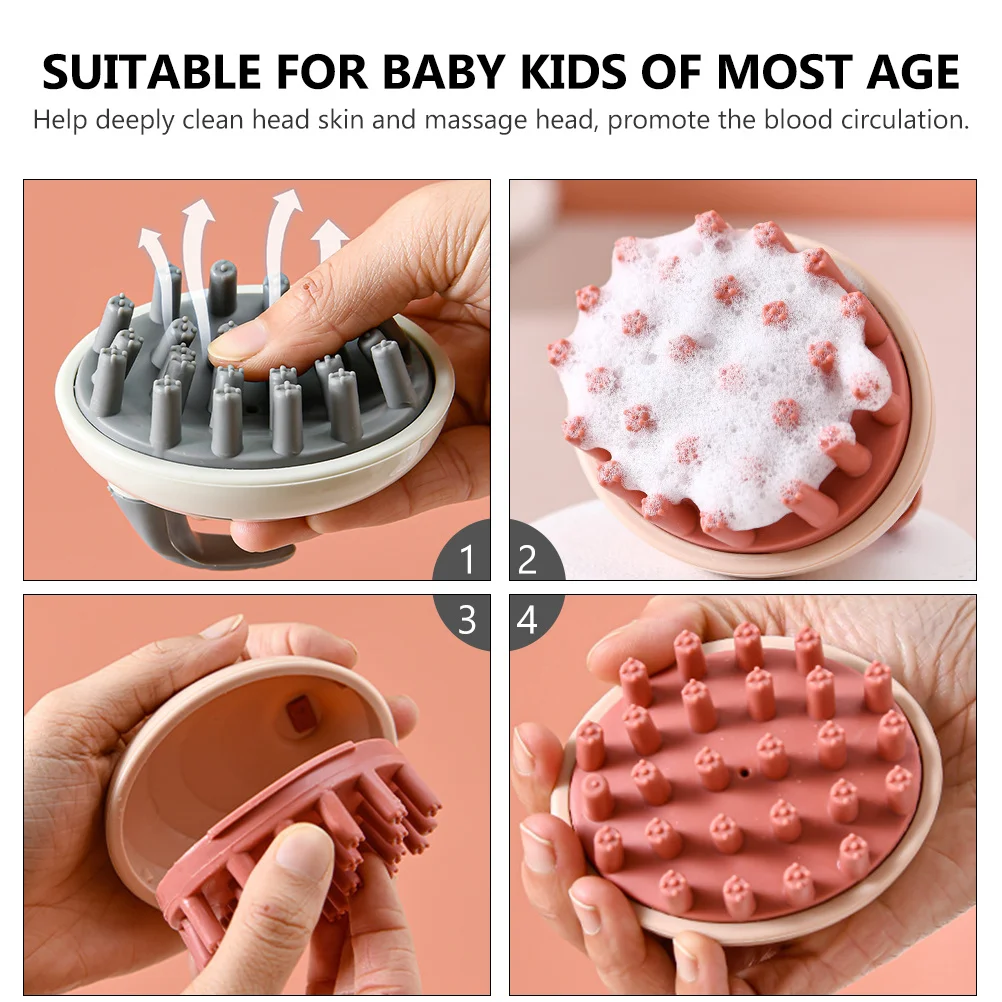 2 قطعة غسل الرأس الغسيل للطفل الاطفال الشعر فروة الرأس مدلك فرشاة شامبو حمام أداة تنظيف الشعر تدليك فرشاة #1