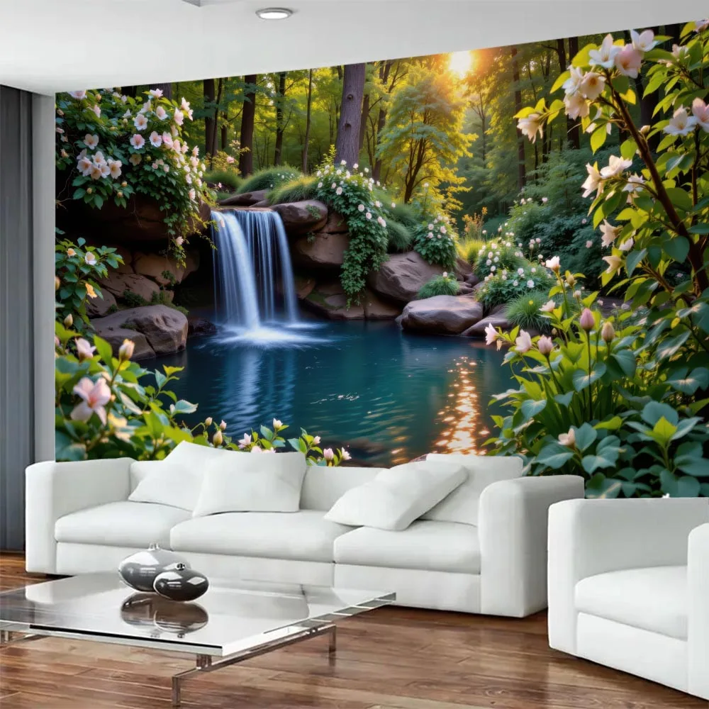 Tropical Waterfall Tapestry Jungle Aesthetic Healing Wall Art Multiple Patterns Home Decoration Wall Hanging