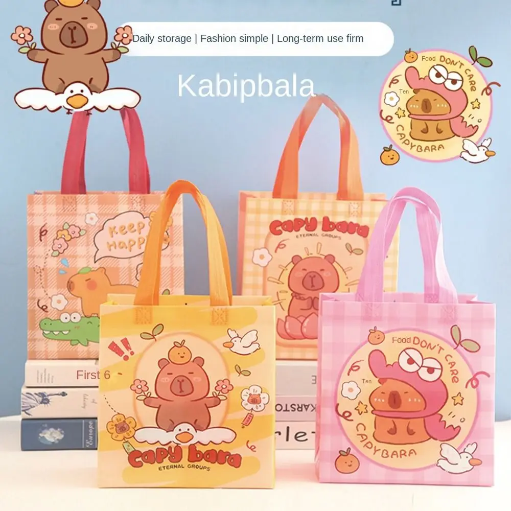 

Прочная сумка-тоут с рисунком капибары из нетканого материала, портативные подарочные пакеты для конфет, складная сумка для покупок