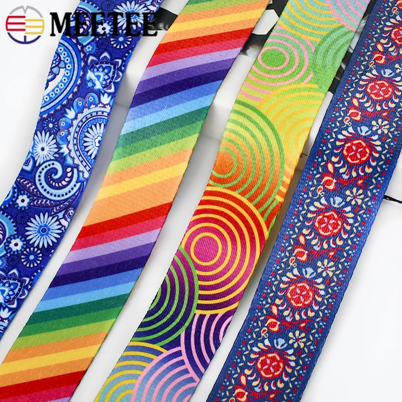 2Meters Meetee 38mm Ethnic Jacquard Ribbon Nylon Webbing for Bag Strap Belt Tape DIY Textile Clothing Decor Sewing Accessories