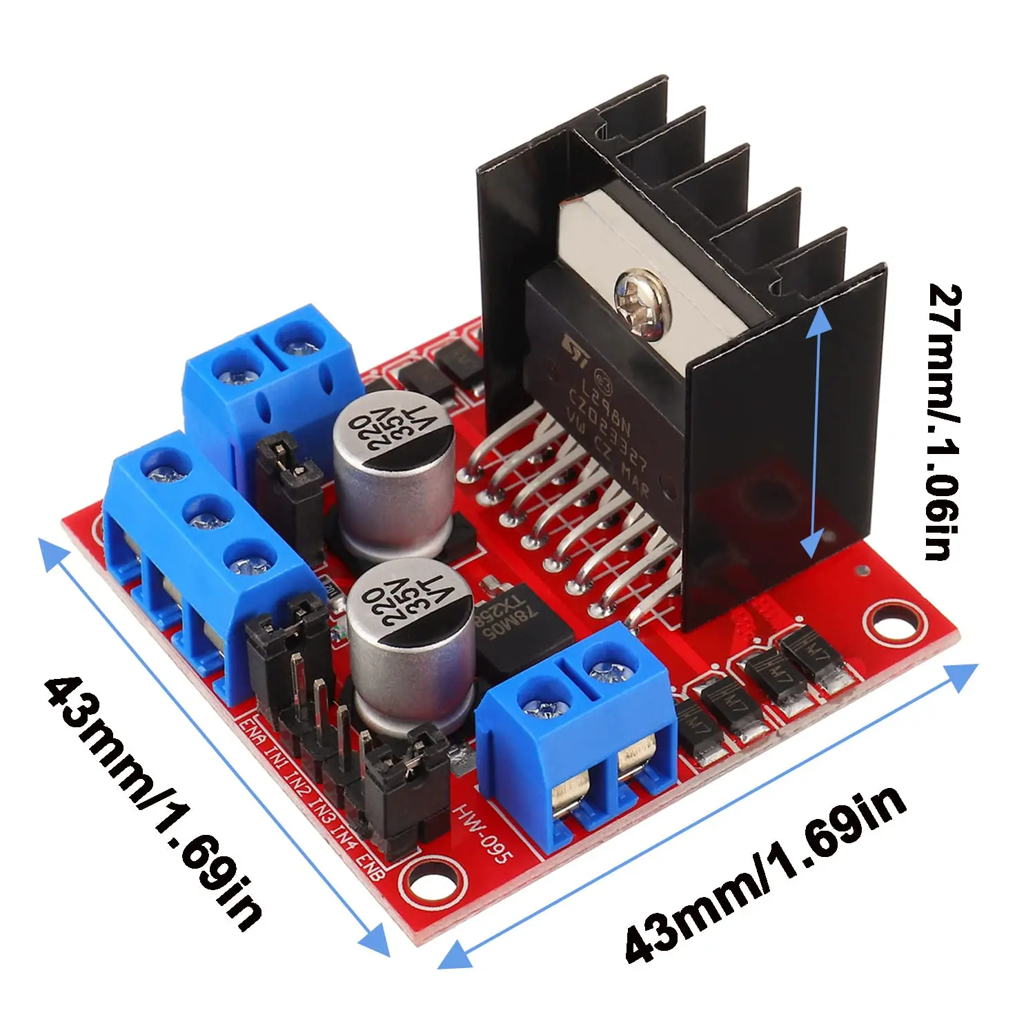 L298N Motor DC Dual H-Bridge Motor Driver Controller Board Module Stepper for Arduino Intelligent Car Power UNO MEGA R3 Mega2560