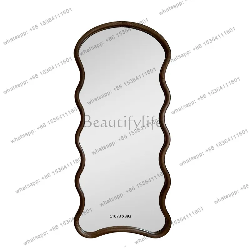 French retro wave floor-to-ceiling full-length mirror clothing store wall-mounted fitting home wall-facing full-length mirror