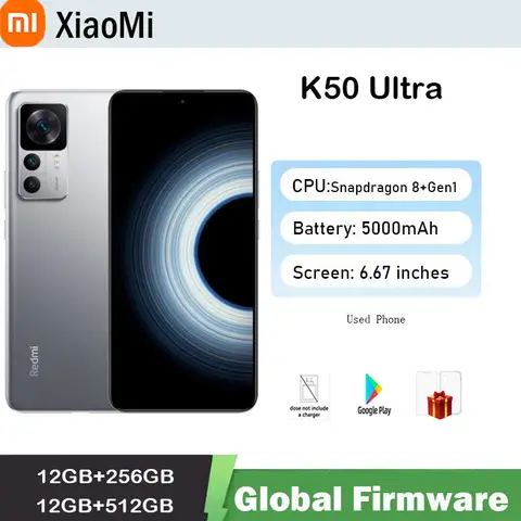 스냅드래곤 8+ Gen 1 샤오미 레드미 K50 울트라 5G 스마트폰 6.67인치 안드로이드 5000mAh 배터리 충전기 없음 중고폰 스냅드래곤 8+ Gen 1 샤오미 레드미 K50 울트라 5G 스마트폰 6.67인치 안드로이드 5000mAh 배터리 충전기 없음 중고폰