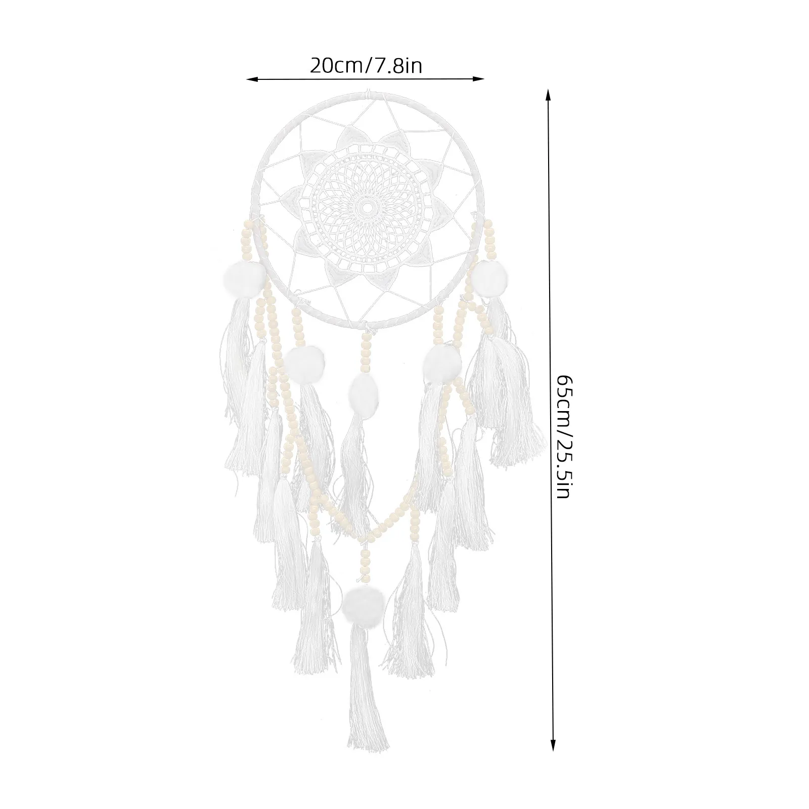 Large White Macrame Dreamcatcher Wall Hanging Handmade Boho Tassel Pom Pom Bedroom Nursery Dream Catcher Home Decor
