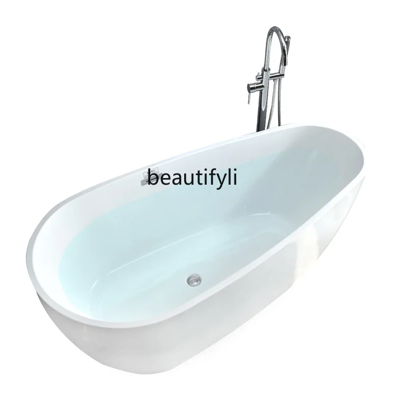 Household Small Apartment Thin Edge Egg-Shaped round Small Space Adult Independent Modern Simple Acrylic Bathtub