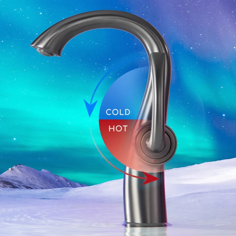 Swan Shaped Faucet Single Handle Hot Cold Mixer Tap Brass Basin Faucet Rose Gold White