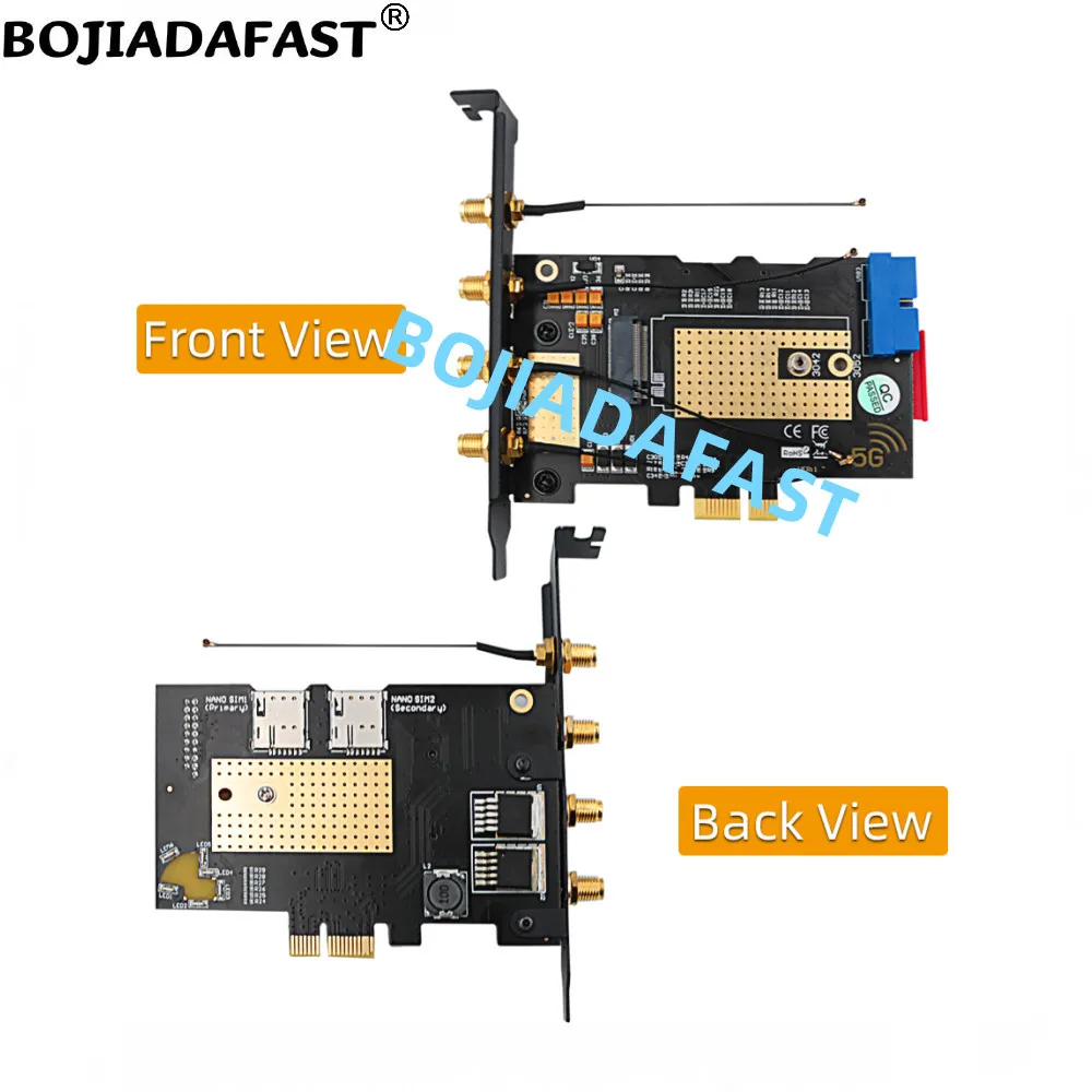 PCI-E 1X PCIe X1 To NGFF M.2 B-Key Wireless Adapter Card Dual Nano SIM Slot For 5G 4G LTE WWAN GSM Module Modem