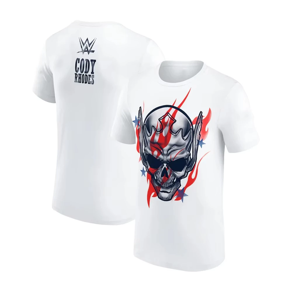 2025 الصيف كودي رودس النجوم والمشارب كابوس تي شيرت رجالي WWE القطن تي شيرت الشباب الاطفال المصارعة المشجعين يجب أن يكون للجنسين المحملة