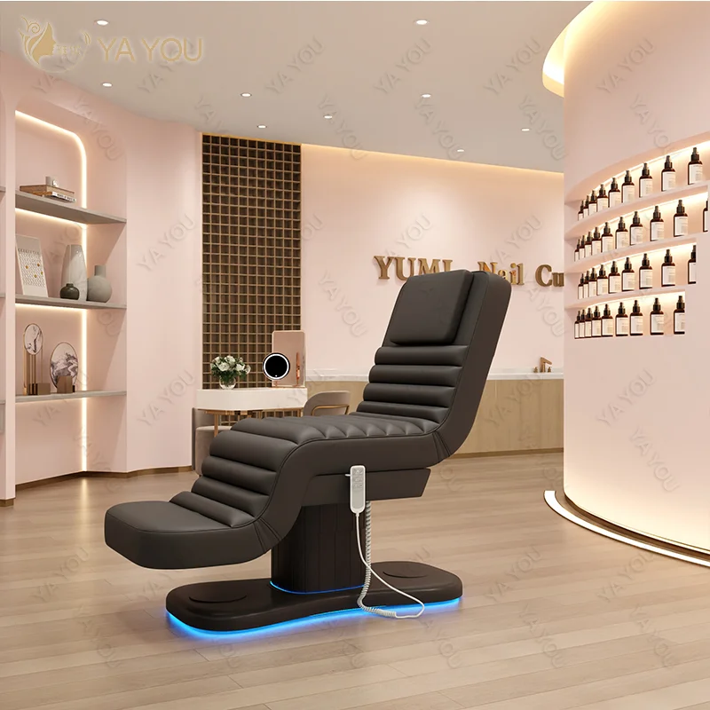 Electric Massage Bed With LED Light And PU Upholstery For Lash Facial Therapy Salon Spa And Beauty Clinic Use