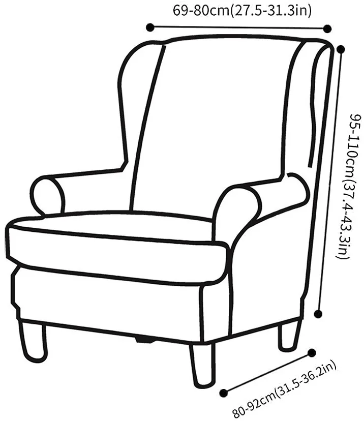 Elastic Wingback Chair Cover Elastic Relax Sofa Cover Armchair Single Slipcover Christmas Decor with Seat Cushion