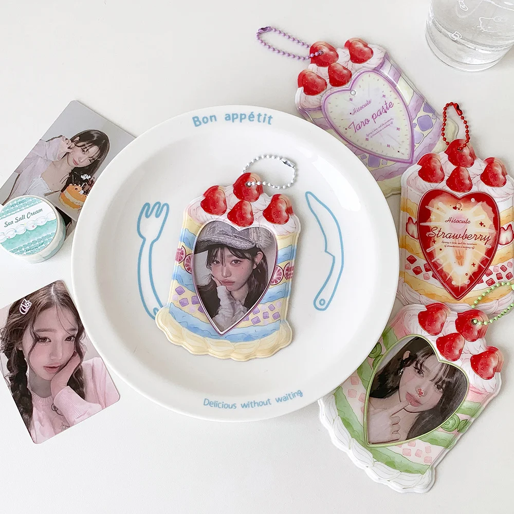 Small Card Protector, Campus Card and Meal Card Storage Case, Backpack Accessory, Ins-style Strawberry Cake Card Holder, PVC image 6