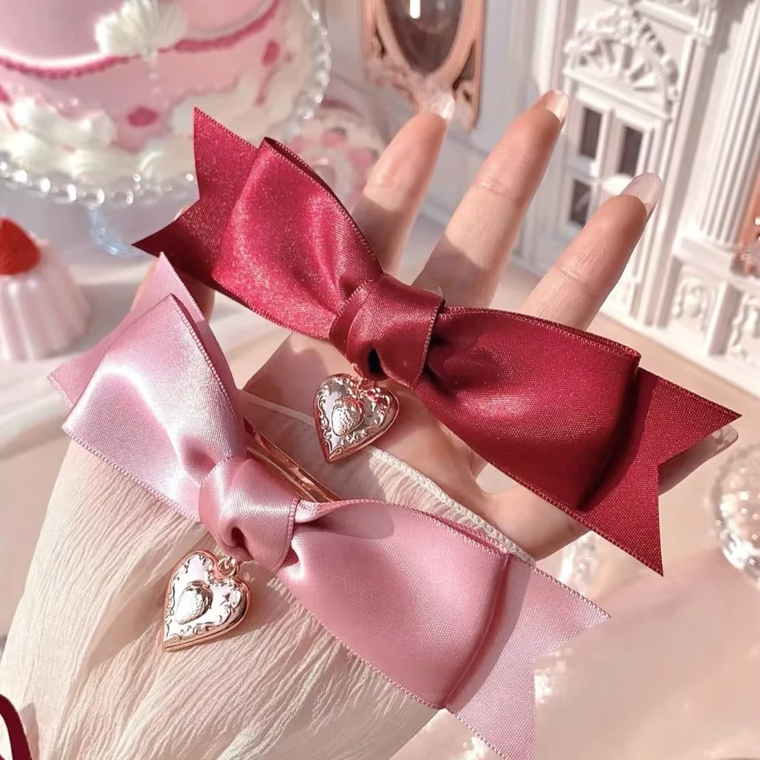 Flower Knows Sweetie Bear Shell Jewel Strawberry Cupid Hair Clip Cute Kawaii Vintage Hairpin Fashion for Girls Women