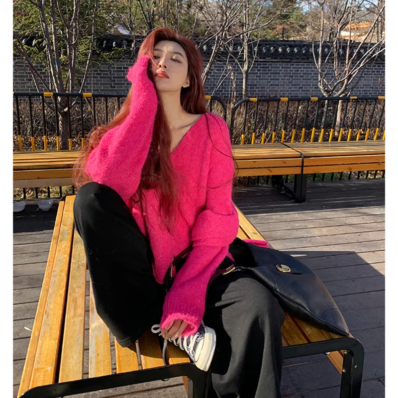 ele-v-ne-oulder-bared-design-sweater-women's-pure-color-top-trendy-winter-2025-lazy-sle-faionable-versatile-basic