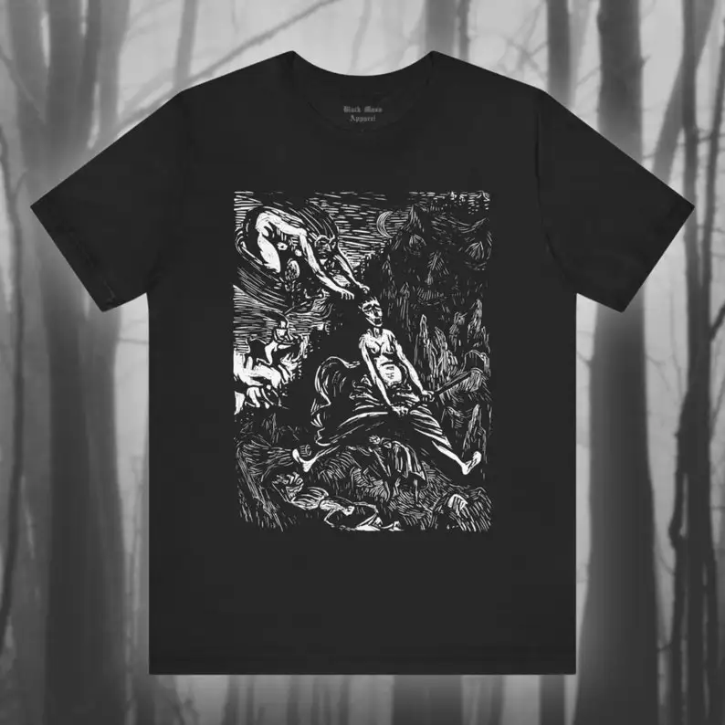 Hexenritt, Ernst Barlach Art, Vintage Occult Shirt, Witchcraft T-shirt, Magic, Creepy Art, Witchy Gothic Unisex Jersey Short Sle