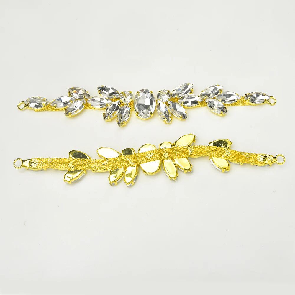 2Pcs Fashion Glass Crystal Bikini Connectors Rhinestone Shoulder Strap Chain Buckle Garment Accessories Applique