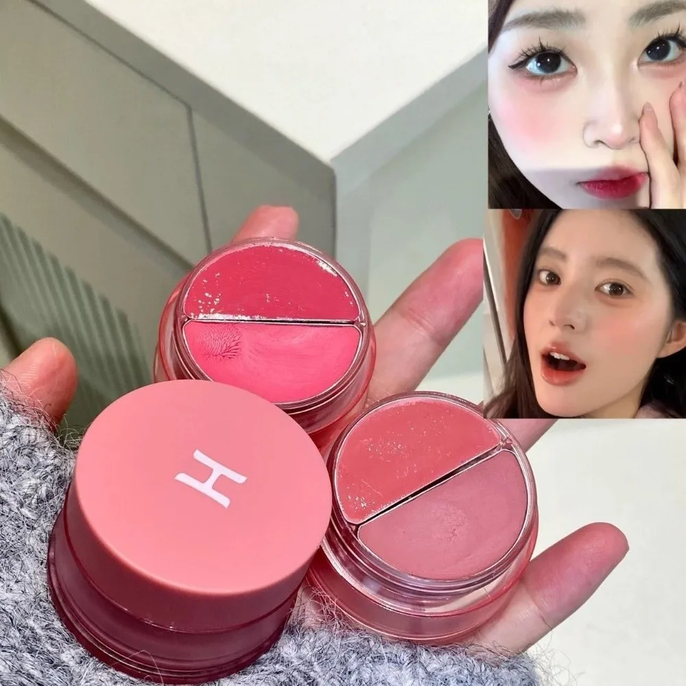 كريم شفاه وخد 2 في 1 كريمي يدوم طويلاً، بقع شفاه وردية اللون، تأثير مرآة عالي اللمعان، تطبيق مكياج أحمر الخدود بلونين