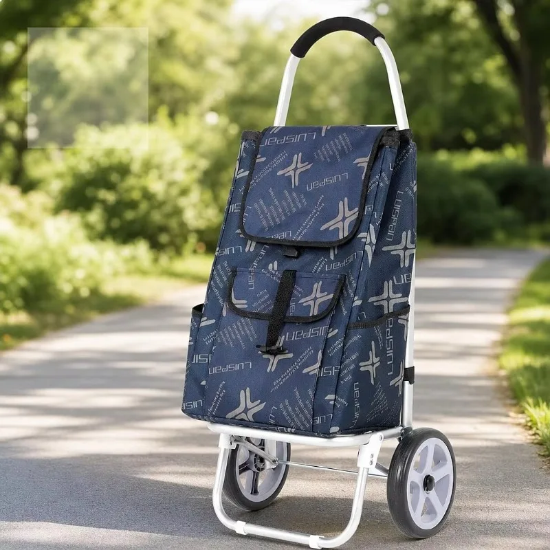 Elderly Friendly Stair Climbing Shopping Cart, Aluminum Alloy Frame, 40KG Capacity Portable Trolley & Large Oxford Storage Bag