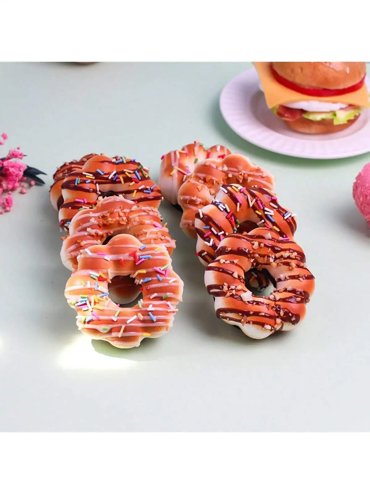 1PC Simulation Doughnut Autumn Display Stand Maple Leaf Dessert Display Bread Shop Decoration PU Material Magnetic Sticker Decor