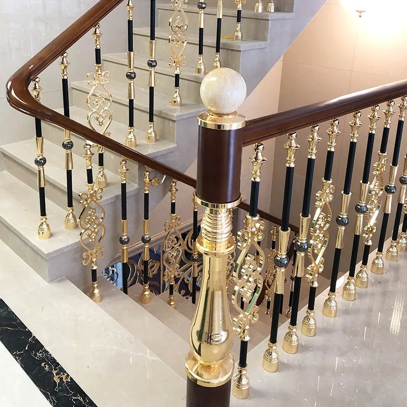 Rampe d'escalier moderne pour la maison, garde-corps de luxe léger pour intérieur, en alliage d'aluminium français, style européen et chinois, en cuivre