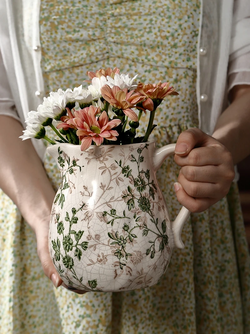 

een Dual-color round Belly Flower Pot Vase for Fre And Dried Flowers Home Decoration Tabletop Ornament Country Sle Dini...