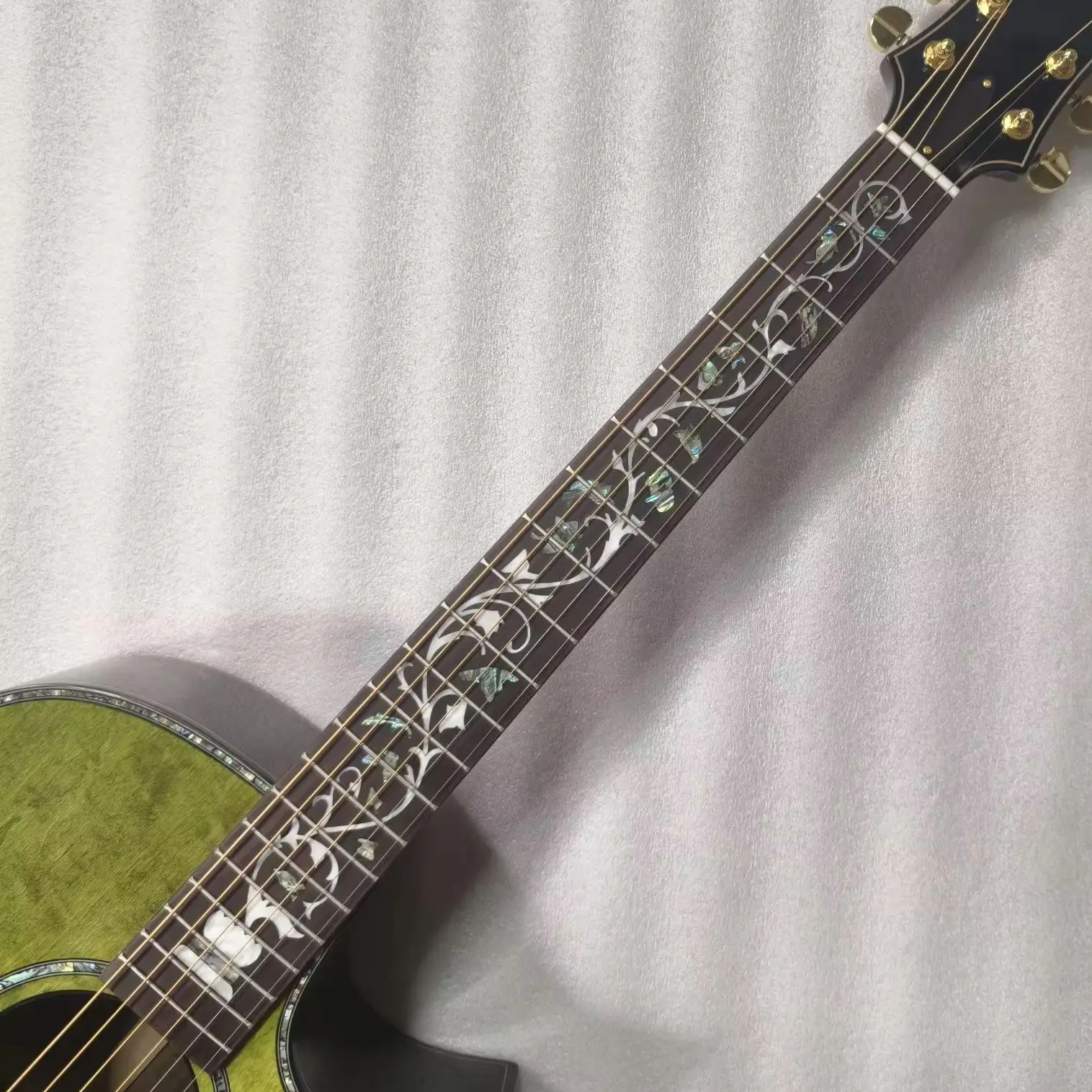 

green finishing custom acoustic electric guitar cutaway new design guitar with pickups