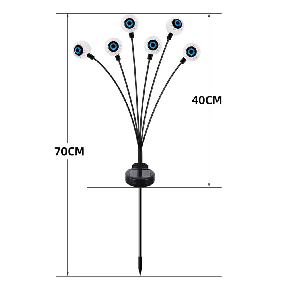 Outdoor Solar Scary Eyeball Lights, Decorações do Dia das Bruxas, Waterproof Pathway Lights, 12LED, 2 Pack