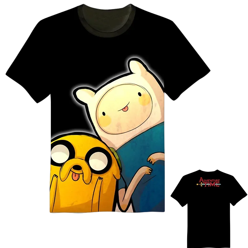 2024 New Summer Kids 3D Printed Cartoon Adventure Time Finn Jake T-shirt Short sleeved O-Neck T Shirts Boys And Girls Top