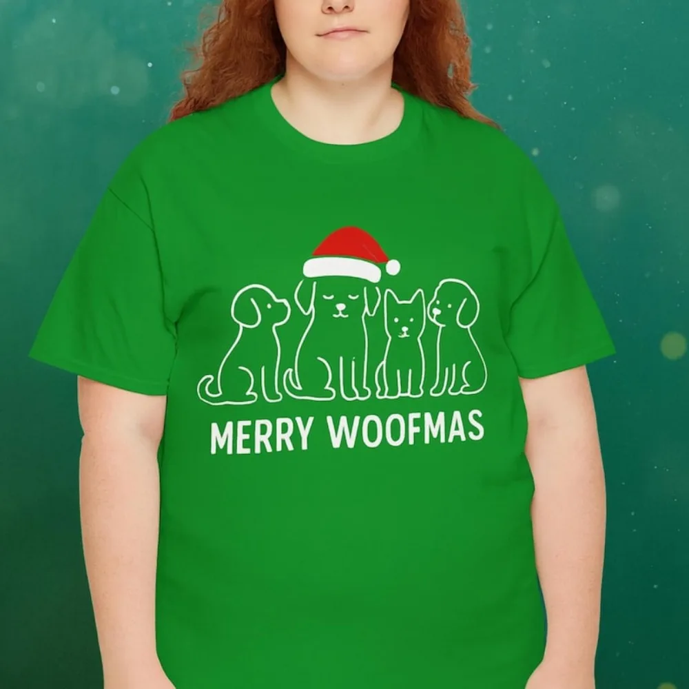 

Merry Woofmas Shirt Funny Christmas T-Shirt with Dogs Dog Lovers Merry Christmas Dog Printed T-shirt Tops Streetwear Tees