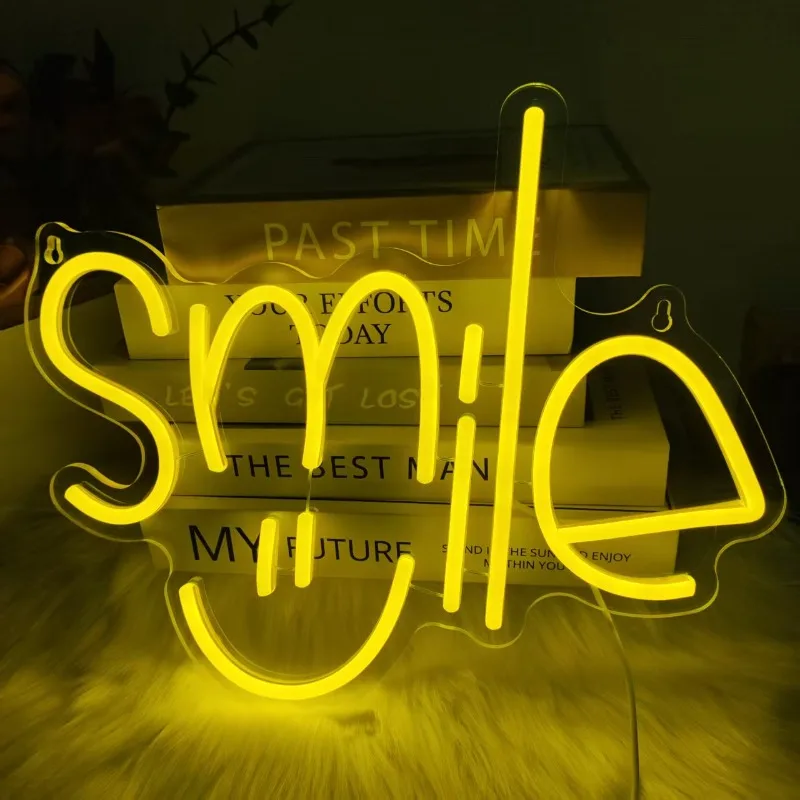 Smile Neon Sign LED Neon Light with Dimmer USB Powered Lights Plaques for Hotel ,Office,Bedroom,Birthday Party Wall Decor