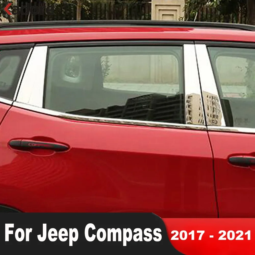 

For Jeep Compass 2017-2019 2020 2021 Steel Car Window Center Pillar Cover Trim Window Middle B C Pillars Post Strip Accessories