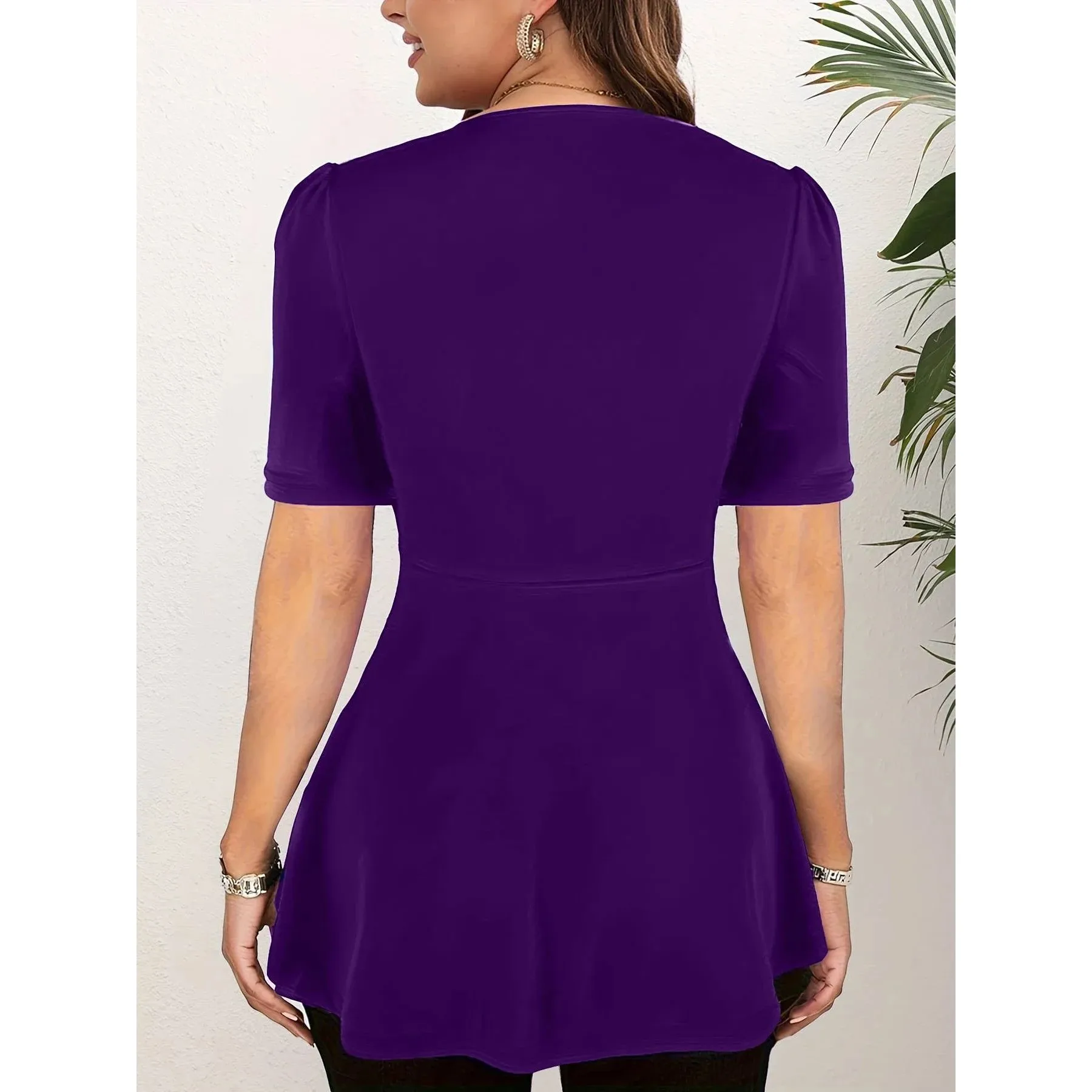 

plus Size Women's V-Ne Twisted ort Sve T-irt Sexy off White Bla Red Yellow een Other Material 00% Ladies Top