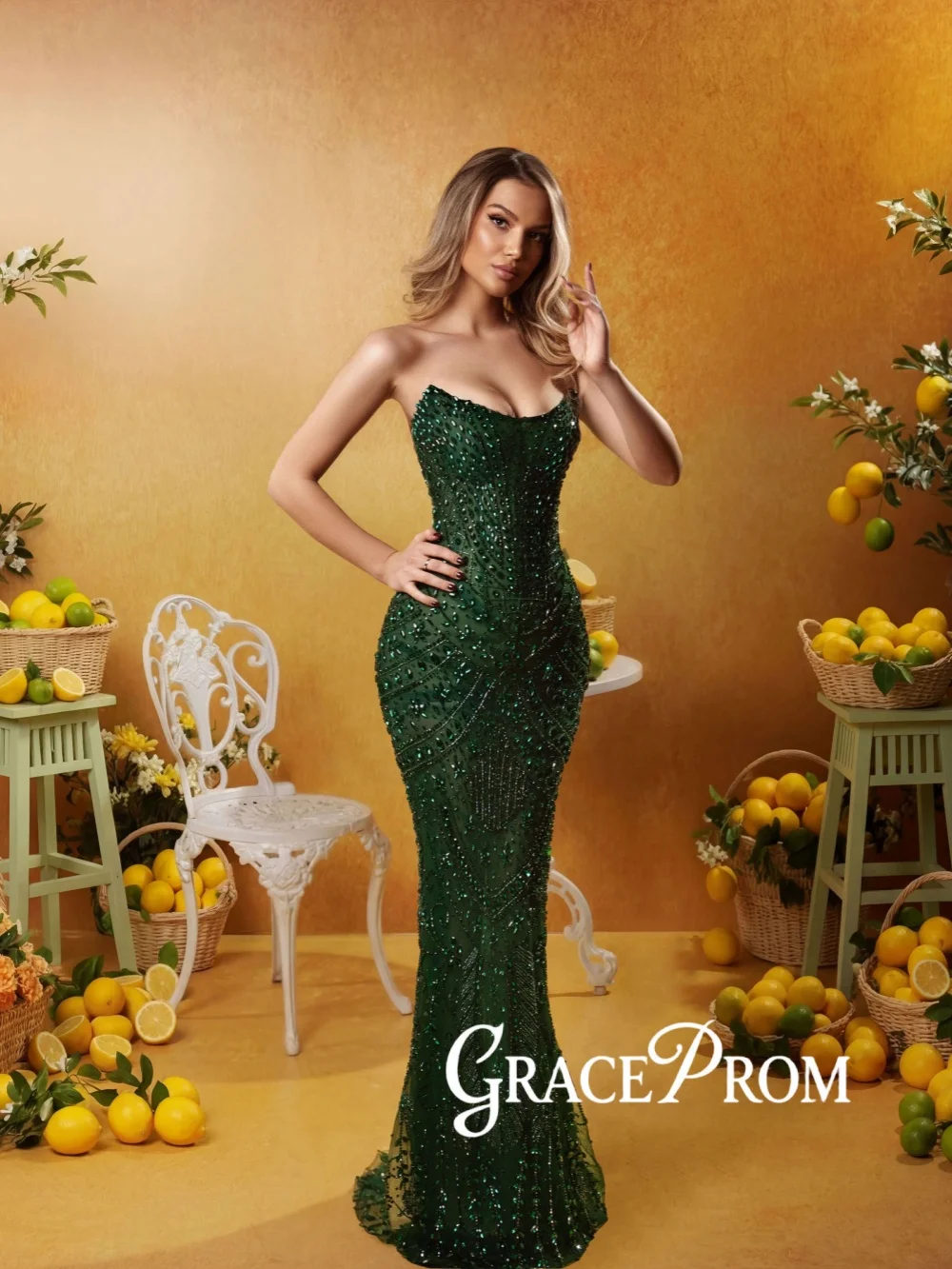 

Heavy Beaded Gorgeous Evening Dress Green Elegant Floor-length Wedding Party Gown New Customized Glamorous Red Carpet Gowns