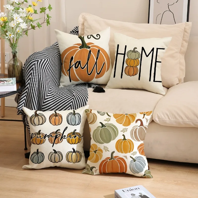 

45x45cm Set of 4,Happy Fall Y'all S Decor, Cushion Cases for Farmhouse Home Party Sofa Couch