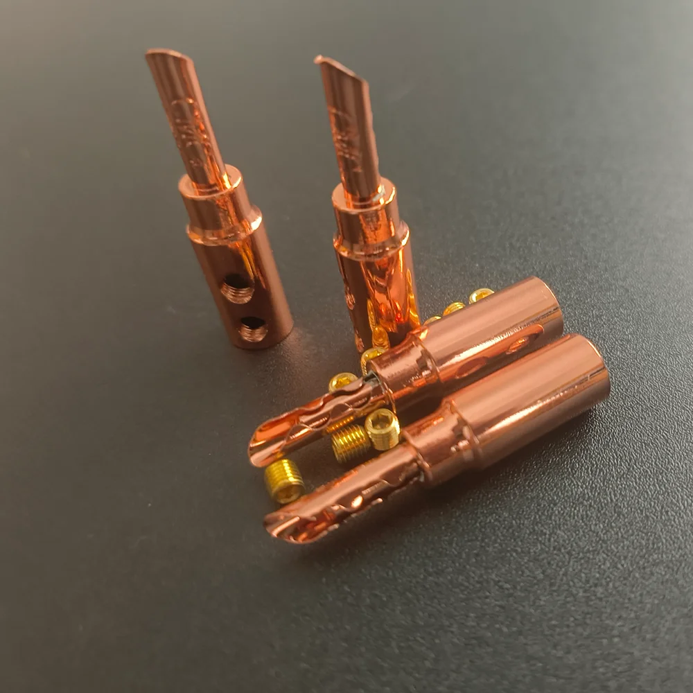 Hi-end HiFi Audio  Red Copper silver plated  banana BFA Plug Connector Jack 3mm~6mm Speaker cable banana plug connectors
