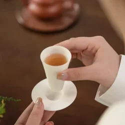 High end tea ceremony, tea art, lamb fat jade porcelain, new single cup set, master tea cup, fragrance, Chinese tea set, kitchen