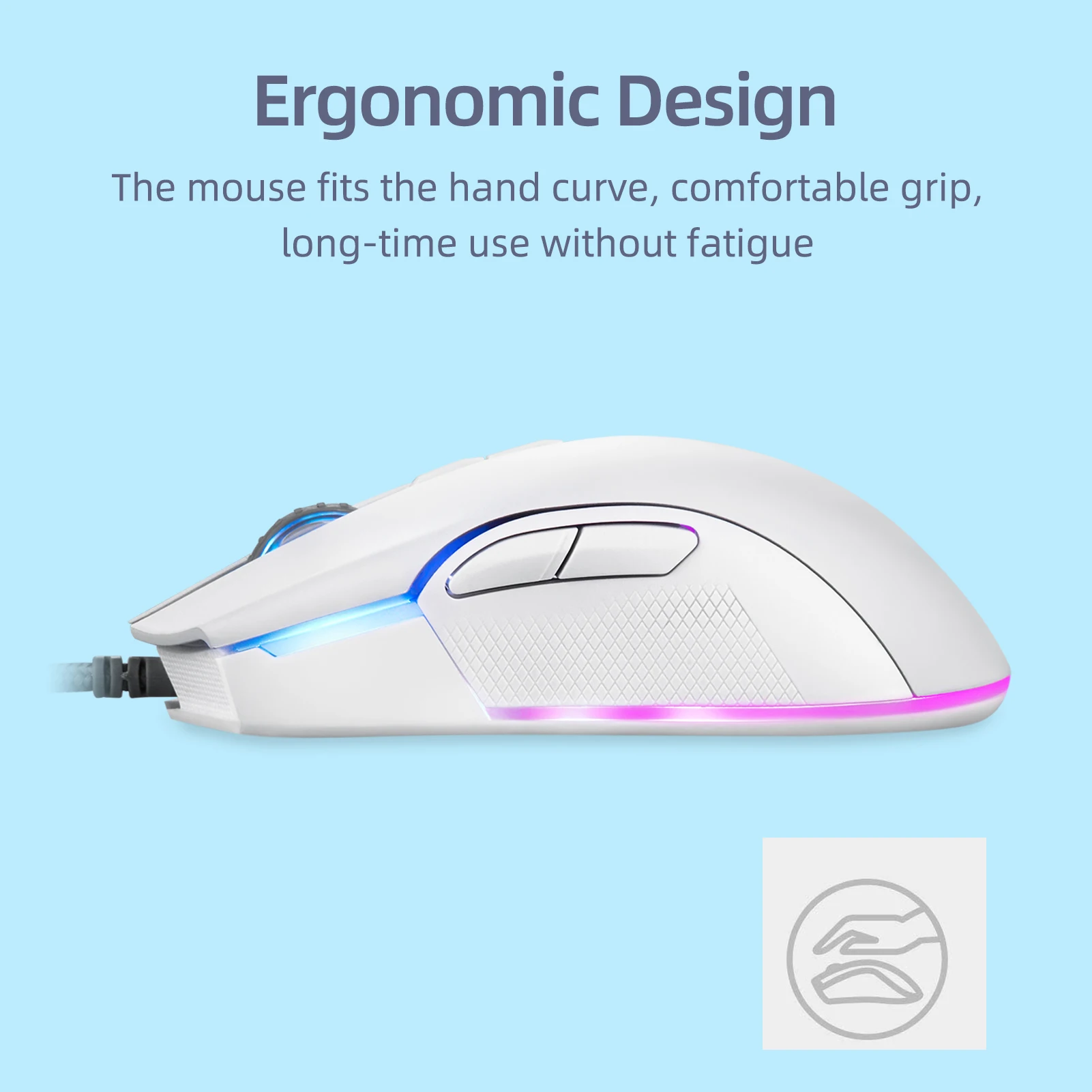 Motospeed V70 USB Wired Gaming Mouse RGB Mouse Ergonomic Design 8-gear Adjustable DPI Wide Compatibility for Gaming Laptop PC