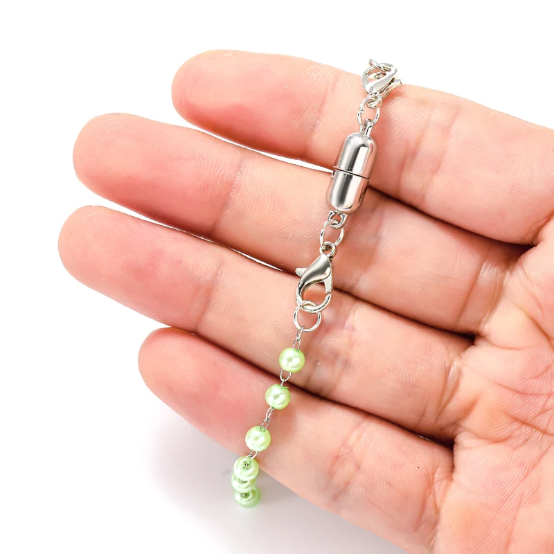 Juego de 5 cierres magnéticos fuertes redondos para pulseras, conectores de cierre de extremo de rodio para hacer joyas de pulsera, 6x18mm, W303