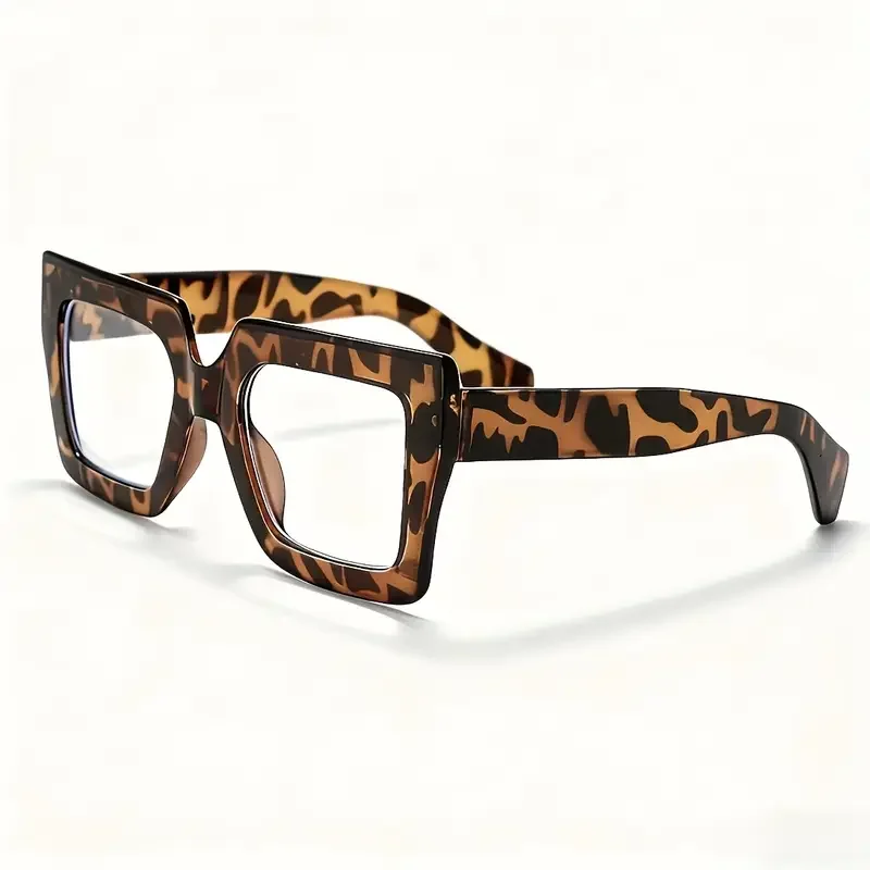 1 Stück europäischer und amerikanischer Stil, übergroße rechteckige Rahmenbrille, Schildpattbrille, modisches Outfit, trendige Fotografie – Detail 6