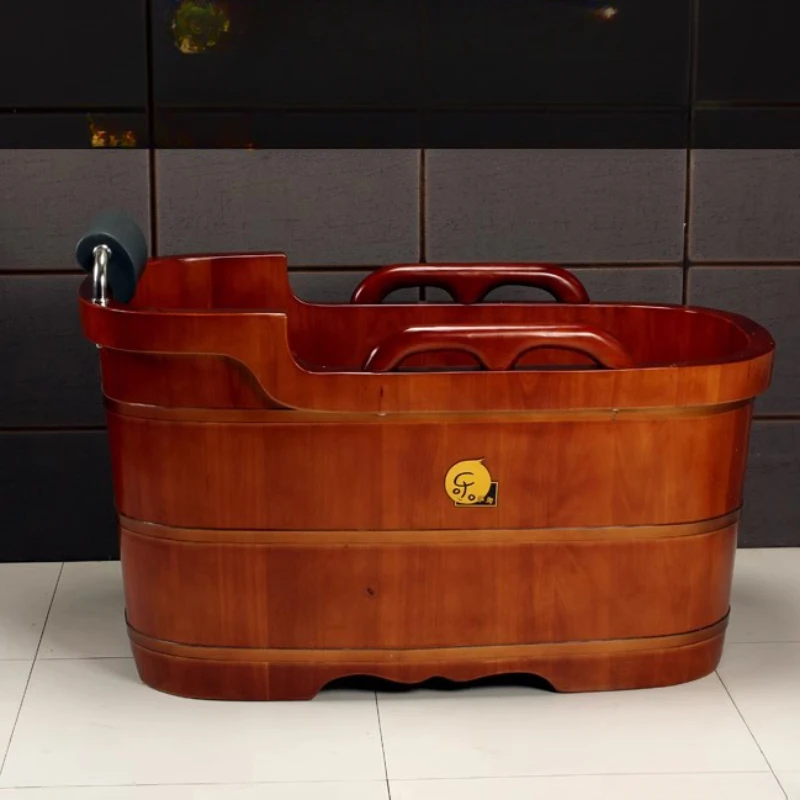 Oak Bath Barrel Bath Barrel Adult Full Body Constant Temperature Wooden Handrail